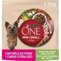 Purina One 6x - Hondenvoer Mini - Kalkoen en rijst - 1,5kg