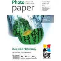 Colorway Hoogglanzend dubbelzijdig fotopapier, 50 vellen, A4, 220 g/m² (220 g/m², A4, 50 x), Fotopapier, Wit