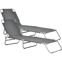 Casa.pro Ligbed set van 2 Carcao 186x55x24 cm donkergrijs zilverkleurig
