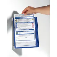 Durable Wandhouder | 5 zichtpanelen | donkerblauw | met profielframef. | 1 stuk - 555107 555107