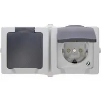 Kopp 137056002 Nautic Wandcontactdoos met randaarde en klapdeksel spatwaterdicht Grijs 1 stuk(s)