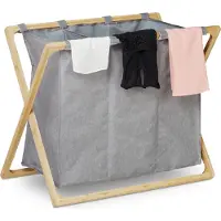 Relaxdays wasmand met 3 vakken - inklapbaar - 3 x 28 l - 57,5 x 69 x 38 cm - groot