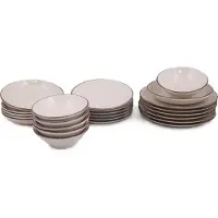 Hermia 24-delige serviesset Joppe | porselein bruin 21x21 cm serviessets | NADUVI