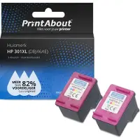 PrintAbout Huismerk HP 301XL (D8J46AE) Inktcartridge 2x 3-kleuren Hoge capaciteit - Multipack