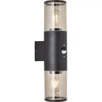 Brilliant Buitenwandlamp Sergioro | Decoratieve buitenlamp | Anthraciet | Met bewegingsmelder | 2x E27, max. 20W | IP44