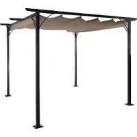 Mendler Pergola -C42, tuinpaviljoen, stevig 6cm frame + schuifdak ~ 3x3m taupe-bruin
