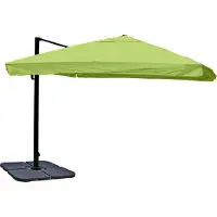 Mendler Zweefparasol -A96, parasol, 3x3m (Ø4,24m) polyester/aluminium 23kg ~ Flap, groen met standaard