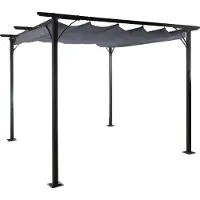 Mendler Pergola -C42, tuinpaviljoen, stevig 6cm frame + schuifdak ~ 3x3m grijs