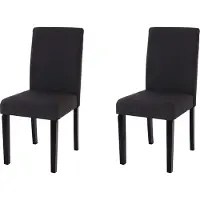 Mendler Set van 2 eetkamerstoelen Keukenstoel Littau ~ textiel, zwart, donkere poten