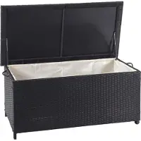 Mendler Polyrotan kussenbox -D88, tuinkist kussenbox kist ~ Premium zwart, 51x100x50cm 170l