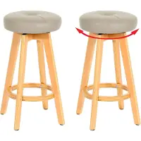 MCW Set van 2 barkrukken Navan, barkruk counter stool, hout imitatieleer draaibaar ~ taupe, lichtgekleurde poten