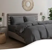 Tempur Home by dekbedovertrek - bamboe - 260x240 cm – antraciet – zijdezacht & strijkvrij
