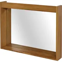 Mendler Teak wandspiegel -M75, badkamerspiegel, houten lijst, B-kwaliteit teakhout van hoge kwaliteit (kernhout, 20-30 jaar), 77x100cm