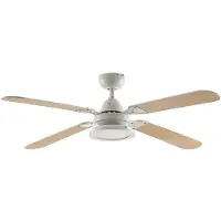 LINDBY LED plafondventilator Tedric, wit, stil, Ø 133 cm Tedric, wit / opaal, Woon-/ Eetkamer, metaal, Vintage