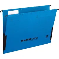 Schäfer Shop hangmappen, voor formaten tot A4, met soufflets aan de zijkant, blauw