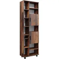 Vicco Ilias Badkamerkast – 60 x 190 cm met deuren en open vakken Eiken rustiek