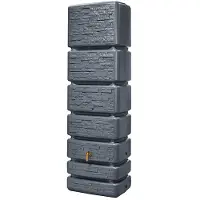 Graf regenton Slim Stone Decor 350 L - Grijs-met kraantje -met vulautomaat voor ronde regenpijp