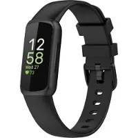 Strap-it Siliconen Smartwatch bandje - Geschikt voor Fitbit Inspire 3 siliconen bandje - zwart - Horlogeband / Polsband / Armband - Maat: Maat L