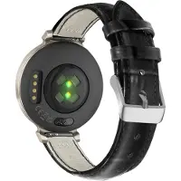 Bandz lederen band 'Crocodile' - Echt leren bandje 14mm geschikt voor Garmin Lily 2 (alleen tweede versie) - zwart