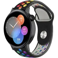 Strap-it Siliconen sport bandje - geschikt voor Huawei Watch GT 2 42mm / GT 3 42mm / GT 3 Pro 43mm - zwart/kleurrijk