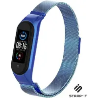 Strap-it Milanees Smartwatch bandje - Geschikt voor Xiaomi Mi Band 5 / 6 Milanese band - blauw - Horlogeband / Polsband / Armband