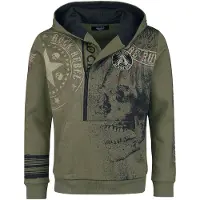Rock Rebel by EMP Trui met capuchon - Hoodie met schedelprint - M tot XXL - voor Mannen - olijf - Maat XL