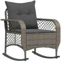 vidaXL Tuinschommelstoel met kussens poly rattan grijs