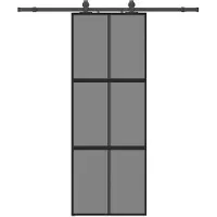 vidaXL Schuifdeur met beslagset 76x205 cm gehard glas zwart