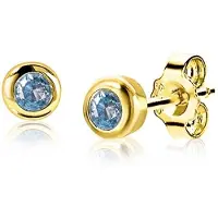 Zinzi DECEMBER oorknoppen 4mm gold plated met geboortesteen blauw topaas zirconia