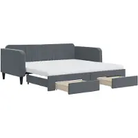 vidaXL Slaapbank onderschuifbed en lades 90x190 cm fluweel donkergrijs