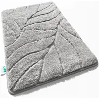 Floordirekt Badmat Maris - Pluizige Badmat met Bladstructuur - Verkrijgbaar in verschillende Kleuren en Maten - Zilver - 80 x 150 cm