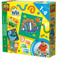 SES Creative My First Klei Set - Dino's met Opdrachtkaarten - Vanaf 1 Jaar - Boetseerklei - Glutenvrij - Schoencadeautjes Sinterklaas