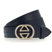 Vanzetti Leren Riem Leather Buckel Belt W100 Marine Donkerblauw