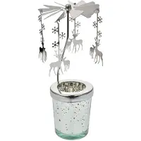 Clayre & Eef Waxinelichthouder Ø 8x17 cm Zilverkleurig Glas Hert