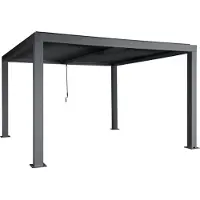Mendler Pergola -L46, tuinpaviljoen met latten, 10cm aluminium frame, stormvaste regengoot, 3x4m ~ antraciet