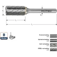 Rotec HM-Stiftfrees, model B - Z6 / Kruisvertand / ø12,7x25x178xø6mm - 4311361