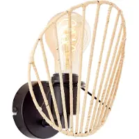 Brilliant 99424/76 Malty Wandlamp Zwart/Natuur - 1 x E27