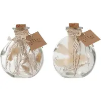 J-Line Fles met gedroogde bloemen glas naturel small assortiment van 2