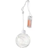 J-Line Kerstbal bal+touw+led glas klaar wit medium