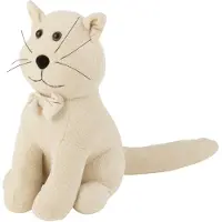 J-Line deurstopper Kat Vlinderdas ecru - textiel - 27 x 36 x 16 cm