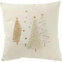 J-Line Kussen Kerstbal Motief Kat – Wit/Goud
