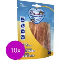 Renske 10x Gezonde Beloning Vleesrepen Hondensnack Kip 100 Gr