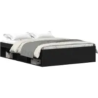 vidaXL Bedframe zonder matras 135x190 cm bewerkt hout zwart eikenkleur
