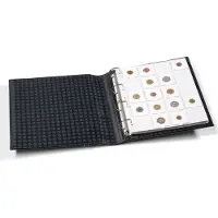 Leuchtturm Grande Classic, Album (4 rings) voor Munthouders (50 x 50 mm.) incl. 10 bladen, incl. cassette - Zwart - afm: 295 x 335 x 70 mm.