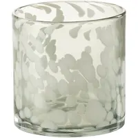 J-Line Windlicht spikkel glas grijs/wit small