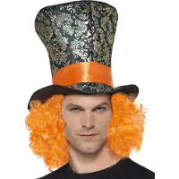 Smiffys Mad hatter hoed met haar (multicolor / oranje)