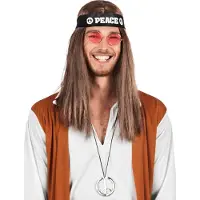 Boland Hippie peace set man (zwart, zilver en pink)
