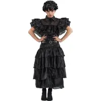 Chaks Verkleedkleding - - Woensdag - Zwarte baljurk - 11/12 jaar - Halloween