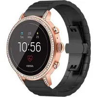 Strap-it Luxe metalen bandje - geschikt voor Fossil Gen 5e - 42mm / Gen 6 - 42mm - Huawei Watch GT 4 - 41mm - ScanWatch 2 - 38mm / ScanWatch Light / Steel HR - 36mm - Zwart