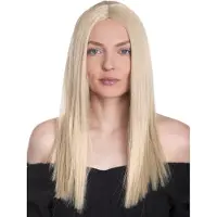 Maskworld Lange Pruik Lichtblond Met Middenscheiding - Carnaval Kostuum Pruik